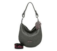 Fritzi Hoja Hobo Bolso Hobo Mujer Bolso de Hombro Bandolera Cuero Sintético con Cremallera y Correa Ajustable Extraíble para Uso Diario Trabajo Ocio 10 L - Gris, Negro, Azul, Verde, Marrón
