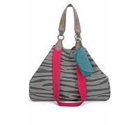 Fritzi Izzy Canvas Zebra Wild Shopper Bolso Shopper Grande de Algodón Mujer Tote Vegano con Funda Gafas Desmontable Estampado Cebra Animalier para Playa Ciudad Festival Mar 36 x 50 x 16 cm, Verde