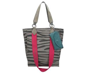 Fritzi Izzy02 Canvas Zebra Wild Shopper Mujer Grande Borsa Tote en Algodón con Custodia Gafas Extraíble Vegan Estampado Cebra para Playa Ciudad Festival Mar 39 x 32 x 11 cm Verde