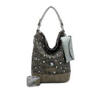 Fritzi Izzy07 Olga Canvas Leo Jungle Hobo Bolsa a Hombro Mujer en Algodón con Custodia Gafas Extraíble y Tracolla Vegan Estampado Leopardo para Playa Ciudad Festival 37 x 27 x 17 cm Verde