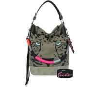 Fritzi Izzy07 Olga Limited Canvas Hobo Mujer Bolso Hombro Bolso Mano Lona Cierre Magnético Bolsillo Interior Estampado Leopardo Uso Diario Ocio Viajes Trabajo 37 x 27 x 17 cm, Negro