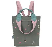 Fritzi Ju Small Limited Embro Bloom Jungly Mochila Mujer Pequeña de Nailon Mochila Urbana con Cremallera y Correas Ajustables Bordado Floral para Uso Diario Viajes Ocio 8 L Verde