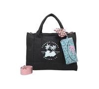Fritzi Malibu Denim Limited Barbie Tote Bag Blacky bolso mujer denim reciclado bolso hombro bolso mano oficina uso diario ciudad cierre cremallera bolsillo interior 29,5 x 40 x 14 cm, Negro