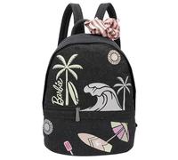 Fritzi Malibu Denim Washed Limited Barbie Backpack mochila mujer mezcla algodón mochila uso diario viajes ocio cremallera compartimento interior correa ajustable mochila casual 31 x 29 x 14 cm, Negro