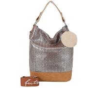Fritzi Olga Limited Painted Straw Nut bolso hobo mujer bolso paja rafia bolso hombro verano festival colgante desmontable bolso playa vacaciones 37 x 27 x 17 cm, Marrón Plata