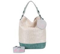Fritzi Olga Limited Painted Straw Silver Jade bolso hobo mujer bolso paja rafia bolso hombro verano festival colgante desmontable bolso playa vacaciones 37 x 27 x 17 cm, Verde Plata
