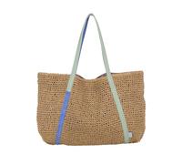 Fritzi Simply Shopper Nature Bolsa de paja para mujer, XXL, bolso de la compra, festival, playa, vegano, aspecto de paja, 42 x 63 x 3 cm, beige-azul menta, rosa