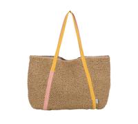 Fritzi Simply Shopper Nature Bolsa de paja para mujer, XXL, bolso de la compra, festival, playa, vegano, aspecto de paja, 42 x 63 x 3 cm, beige-azul menta, rosa, Beige-pink