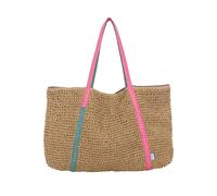 Fritzi Simply Shopper Nature Bolsa de paja para mujer, XXL, bolso de la compra, festival, playa, vegano, aspecto de paja, 42 x 63 x 3 cm, beige-azul menta, rosa, Beige-Menta
