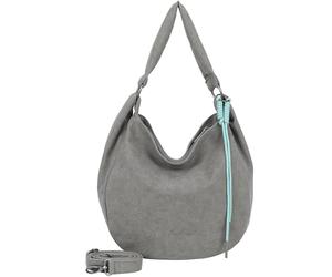 Fritzi Sue01 Suede Jacky Soft Dark Anthra Bolso Hobo al Hombro de Ecopiel Mujer Hobo Bag para Festivales y Ciudad Vegana Efecto Ante con Colgante de Cordón 31 x 29 x 12 cm, Antracita