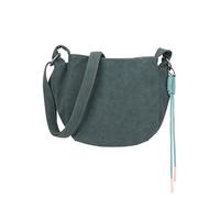 Fritzi Sue02 Suede Jacky Soft Grey Blue Bolso Bandolera de Ecopiel Mujer Crossbody para Festivales y Ciudad Vegana Efecto Ante con Colgante de Cordón 22 x 23 x 9,5 cm, Gris-Azul