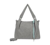 Fritzi Sue03 Suede Jacky Soft Dark Anthra Bolso Shopper de Ecopiel Mujer Grande Tote para Festivales y Ciudad Vegano Efecto Ante con Colgante de Cordón Cierre Cremallera 28,5 x 40 x 12 cm, Antracita
