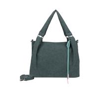 Fritzi Sue03 Suede Jacky Soft Grey Blue Bolso Shopper de Ecopiel Mujer Grande Tote para Festivales y Ciudad Vegano Efecto Ante con Colgante de Cordón Cierre Cremallera 28,5 x 40 x 12 cm, Gris-Azul