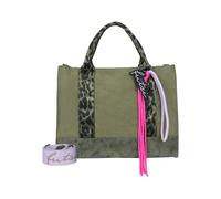 Fritzi Tote Bag Limited Happy Leo Bolso Shopper Mujer de Lona Algodón Bolso de Hombro con Cremallera Asa de Hombro Estampado Leopardo para Trabajo Compras Viajes Uso Diario 17 L - Negro, Oliva