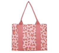 Fritzi Tote Shopper Leo Brick bolso mujer canvas shopper estampado leopardo bolso tote grande cierre cremallera bolso hombro ciudad festival compras ocio bolso diario 29,5 x 40 x 14 cm, Rosa
