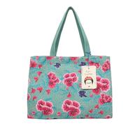 Fritzi x Frida Kahlo Easy 01 Canvas Limited Shopper Flower Green bolso shopper mujer bolso de hombro lona estampado Frida Kahlo cierre de cremallera compras uso diario viajes 34 x 46,5 x 23 cm Verde
