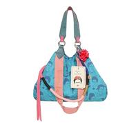 Fritzi x Frida Kahlo Izzy Limited Canvas Shopper Frida Heads bolso mujer bolso hombro bolso mano shopper canvas algodón trabajo ciudad ocio festival cierre presión 29 x 42 x 15 cm, Azul