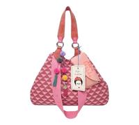Fritzi x Frida Kahlo Izzy Limited Denim Shopper Geo bolso mujer bolso hombro bolso mano shopper canvas algodón ciudad compras festival trabajo cierre presión 29 x 42 x 15 cm, Rosa Intenso