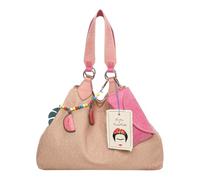 Fritzi x Frida Kahlo Izzy Limited Denim Shopper Melon bolso mujer bolso hombro bolso mano shopper canvas algodón ocio ciudad festival compras uso diario cierre presión 29 x 42 x 15 cm, Rosa