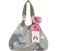 Fritzi x Frida Kahlo Izzy Medium Limited Jungle bolso mujer bolso hombro bolso mano shopper canvas algodón ocio ciudad uso diario compras cierre presión 14 x 43 x 31 cm, Verde