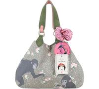 Fritzi x Frida Kahlo Izzy Medium Limited Jungle bolso mujer bolso hombro bolso mano shopper canvas algodón ocio ciudad uso diario compras cierre presión 14 x 43 x 31 cm, Verde