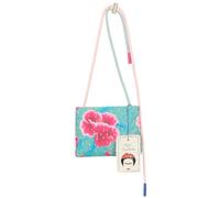 Fritzi x Frida Kahlo ME Limited Flower Bolso Cruzado Mujer Bandolera Lona Algodón Cremallera Bolsillo Interior Correa Ajustable Uso Diario Viajes Ocio 17,5 x 24 x 1 cm, Azul Claro