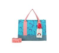 Fritzi x Frida Kahlo Tote Bag Limited Canvas Frida Heads Shopper bolso shopper mujer bolso hombro bolso mano bolso diario trabajo universidad festival cremallera canvas 29.5 x 40 x 14 cm, Turquesa