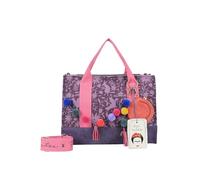 Fritzi x Frida Kahlo Tote Bag Limited Canvas Nature Folk Shopper bolso shopper mujer bolso hombro bolso mano bolso diario trabajo universidad festival cremallera canvas 29.5 x 40 x 14 cm, Lila