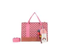 Fritzi x Frida Kahlo Tote Bag Limited Canvas Shopper bolso shopper mujer bolso hombro bolso diario trabajo universidad cremallera canvas 29.5 x 40 x 14 cm - Rosa, Turquesa, Beige, Lila, Verde