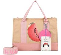 Fritzi x Frida Kahlo Tote Bag Limited Canvas Shopper bolso shopper mujer bolso hombro bolso diario trabajo universidad cremallera canvas 29.5 x 40 x 14 cm - Rosa, Turquesa, Beige, Lila, Verde