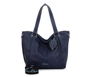 Fritzi02 Eco Blue polipiel bolso mujer shopper bolso hombro grande viajes ocio ciudad cierre cremallera compartimentos interiores correa ajustable ligera moderna 33.5 x 54 x 12.5 cm, Azul