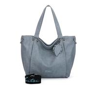 Fritzi02 Eco Sky polipiel bolso mujer shopper bolso hombro grande compras uso diario ciudad cierre cremallera compartimentos interiores correa ajustable ligera moderna 33.5 x 54 x 12.5 cm, Azul Claro