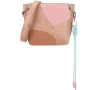 Fritzi03 Limited Happy Flocked Vintage Soft Vintage Bolso Bandolera de Ecopiel Mujer Crossbody para Festivales y Ciudad Vegano con Smile en Terciopelo Flocked 22,5 x 20,5 x 8,5 cm, Beige