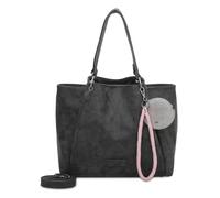 Fritzi42N Vintage Black Idol Shopper Bolso Shopper Grande de Ecopiel Mujer Tote Vegano con Colgante Desmontable y Correa Desmontable Finitura Vintage para Festivales y Ciudad 33 x 45 x 18 cm, Negro