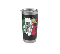Friuli Venezia Giulia Italia Retro Región Mapa Vintage Vaso térmico de acero inoxidable de doble pared