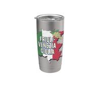 Friuli Venezia Giulia Italia Retro Región Mapa Vintage Vaso térmico de acero inoxidable de doble pared