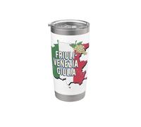 Friuli Venezia Giulia Italia Retro Región Mapa Vintage Vaso térmico de acero inoxidable de doble pared