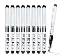 FRIUSATE Juego de 9 plumas estilográficas negras desechables para escribir con punta EF, tinta negra, punta fina, escritura suave para diario, bocetos, letras, resaltado, caligrafía, oficina, escuela