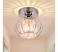 FRIXCHUR Lámpara pequeña Semi Flush Mount Plafón Cromo Flush Mount Plafón Cristal Plafón Luminaria para Pasillo Armario Cocina Isla Sala Comedor Dormitorio