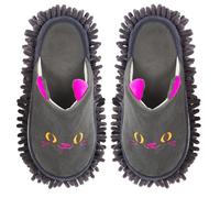 Frjjthchy Warm Microfiber Slippers Floor Dust Dirt Hair Mop Slippers Shoes Anti-slip Moccasin Bedroom Home (Dark gray)