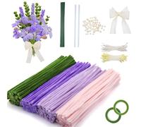 FRKOKRFA Juego de limpiadores de tuberías y flores, 400 unidades de limpiadores de tubería, ramo de limpiadores de tubería para manualidades DIY y decoración de flores, color violeta