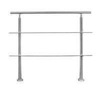 Froadp 120cm Pasamanos de Acero Inoxidable con 2 Postes Juego de Barandilla de Seguridad para Interiores y Exteriores Parapeto Balaustradas para Escaleras para Balcón Patio (2 Travesaños)