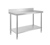 Froadp 120x60x85cm Mesa de Comedor de Cocina de Acero Inoxidable, Banco de Trabajo Profesional de Doble Capa con Protector Contra Salpicaduras, Mesa de Preparación de Alimentos en Hoteles Restaurantes