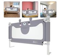 Froadp 150cm Barrera Seguridad Niños Extensible, Barandilla de Cama Plegable de Altura Ajustable con Cinturón Fijo de Doble Cierre y Malla Taspirante, Protectores de Cama Portátil para Infantil