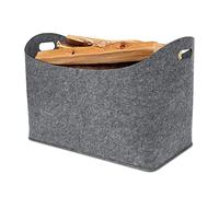 Froadp 2 Piezas Cesta de Fieltro para Leña de Chimenea con Aasas Estable, Cesto Leñero Interior, Bolsa de Almacenamiento Multiusos Plegable para Juguetes, Periódicos y Revistas (Gris Medio)
