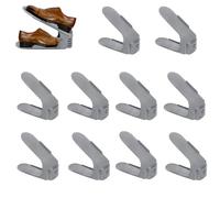 Froadp 20 unidades de zapateros ajustables, antideslizantes, 3 alturas ajustables, polipropileno, doble capa, juego de apilador de zapatos, ahorra espacio, almacenamiento de zapatos (gris)