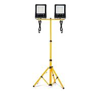 Froadp 2x100W Luz de Trabajo con Trípode, Foco de Construcción con Carcasa de Aluminio Cable de Alimentación de 3m y EU-Enchufe, Proyector Impermeable IP66 Contra Rayos(Blanco Frio)