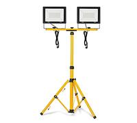 Froadp 2x100W Proyector Doble LED Con Trípode, Foco LED Portatil Luz de Trabajo, aluminio, con cable de 3 m y enchufe de la UE, Apto Para Interior y Exterior (Blanco Cálido)