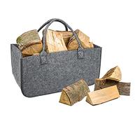 Froadp 4 Piezas Cestas de Leña de Fieltro Capacidad de Carga Hasta 30KG Bolsas de Fieltro para Madera No-Tejidas Plegables Cestas de Juguetes Resistentes Bolsos Soporte para Chimenea (Gris Medio)