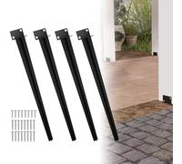 Froadp 4 soportes para postes de madera, con punta de 50 cm de largo, para ancla, pérgolas, vallas de madera, proyectos de jardín, color negro